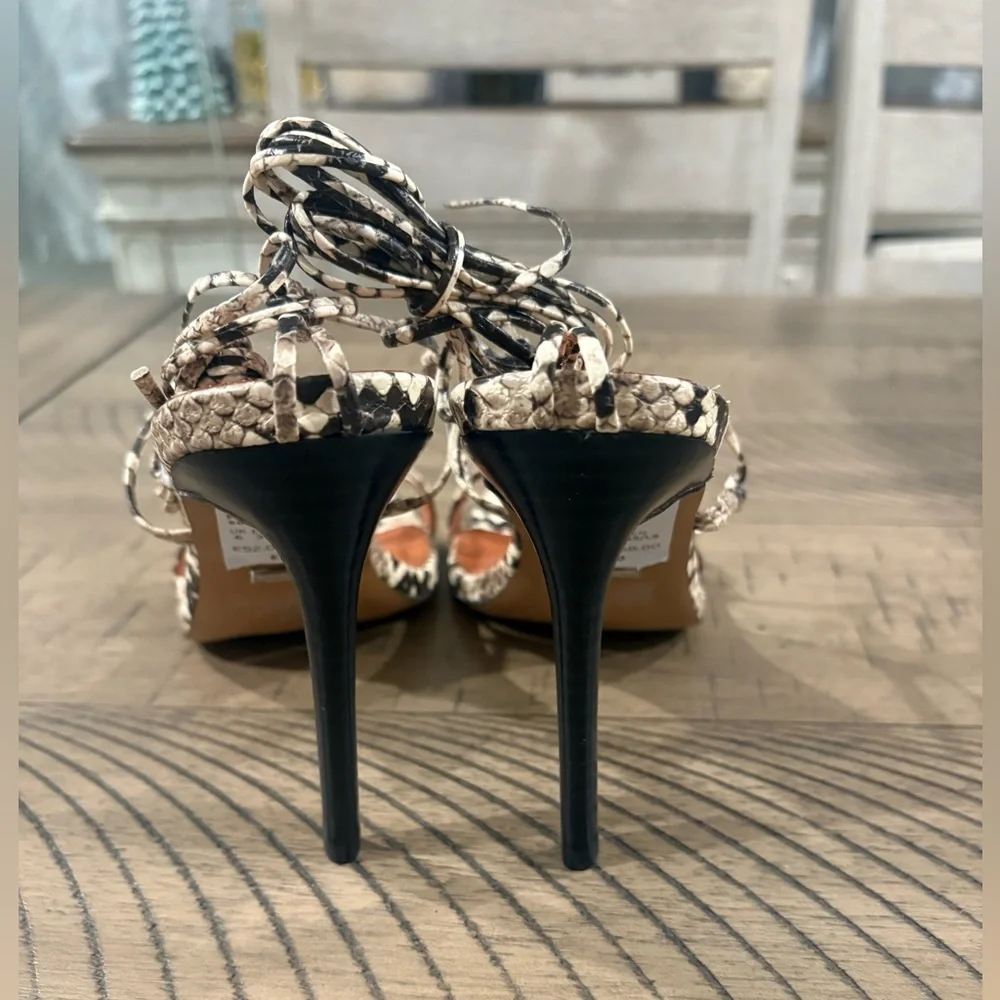 NEW Topshop Ramona Snakeskin Strappy Wrap Stiletto Heels - Picture 4 of 5